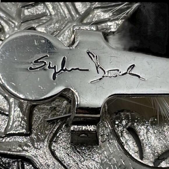 Vintage Neiman Marcus Sylvia Dahl Butterfly in Crown Laurel Scarf Clip Brooch - Picture 8 of 10